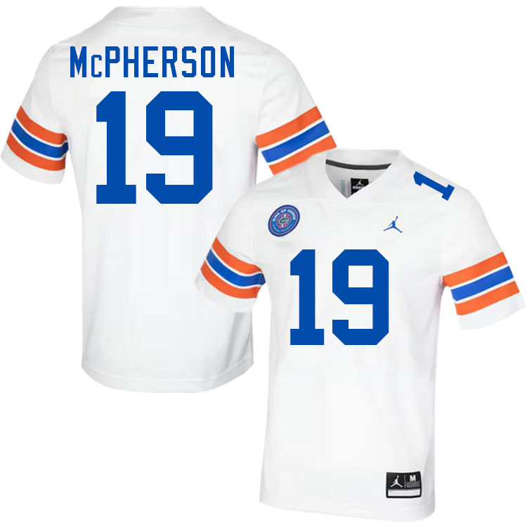 Evan McPherson Florida Jersey,Florida Gators #19 Evan McPherson Jersey Youth Uniforms-Throwback White